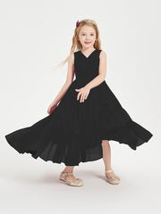 Boho Robes de Demoiselles d'Honneur Junior à Jupe en Cascade Noir