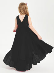 Boho Robes de Demoiselles d'Honneur Junior à Jupe en Cascade Noir