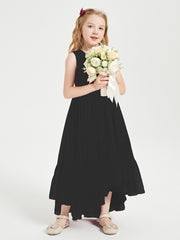 Boho Robes de Demoiselles d'Honneur Junior à Jupe en Cascade Noir