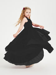 Boho Robes de Demoiselles d'Honneur Junior à Jupe en Cascade Noir