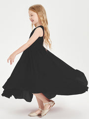 Boho Robes de Demoiselles d'Honneur Junior à Jupe en Cascade Noir