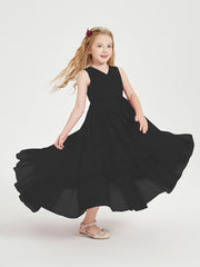 Boho Robes de Demoiselles d'Honneur Junior à Jupe en Cascade Noir
