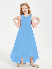 Boho Robes de Demoiselles d'Honneur Junior à Jupe en Cascade Bleu