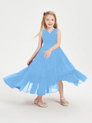 Boho Robes de Demoiselles d'Honneur Junior à Jupe en Cascade Bleu
