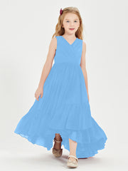 Boho Robes de Demoiselles d'Honneur Junior à Jupe en Cascade Bleu