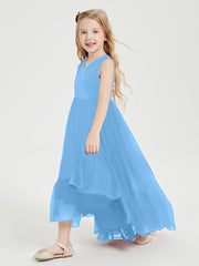 Boho Robes de Demoiselles d'Honneur Junior à Jupe en Cascade Bleu