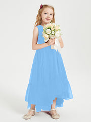 Boho Robes de Demoiselles d'Honneur Junior à Jupe en Cascade Bleu
