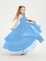 Boho Robes de Demoiselles d'Honneur Junior à Jupe en Cascade Bleu