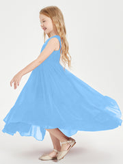 Boho Robes de Demoiselles d'Honneur Junior à Jupe en Cascade Bleu