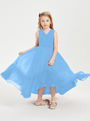 Boho Robes de Demoiselles d'Honneur Junior à Jupe en Cascade Bleu