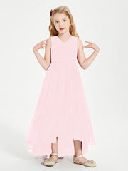 Boho Robes de Demoiselles d'Honneur Junior à Jupe en Cascade Rose Pâle
