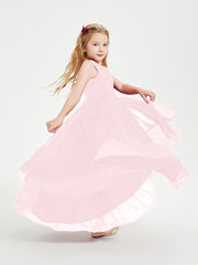 Boho Robes de Demoiselles d'Honneur Junior à Jupe en Cascade Rose Pâle