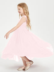 Boho Robes de Demoiselles d'Honneur Junior à Jupe en Cascade Rose Pâle