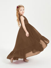Boho Robes de Demoiselles d'Honneur Junior à Jupe en Cascade Brun