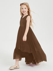 Boho Robes de Demoiselles d'Honneur Junior à Jupe en Cascade Brun