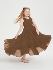 Boho Robes de Demoiselles d'Honneur Junior à Jupe en Cascade Brun