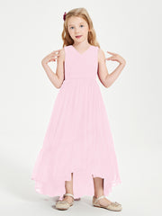 Boho Robes de Demoiselles d'Honneur Junior à Jupe en Cascade Rose Bonbon