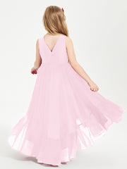 Boho Robes de Demoiselles d'Honneur Junior à Jupe en Cascade Rose Bonbon