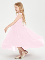 Boho Robes de Demoiselles d'Honneur Junior à Jupe en Cascade Rose Bonbon