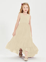 Boho Robes de Demoiselles d'Honneur Junior à Jupe en Cascade Champagne
