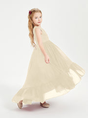 Boho Robes de Demoiselles d'Honneur Junior à Jupe en Cascade Champagne