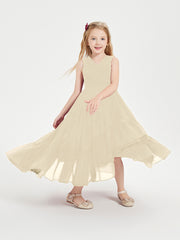 Boho Robes de Demoiselles d'Honneur Junior à Jupe en Cascade Champagne