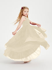Boho Robes de Demoiselles d'Honneur Junior à Jupe en Cascade Champagne
