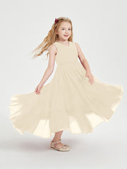 Boho Robes de Demoiselles d'Honneur Junior à Jupe en Cascade Champagne