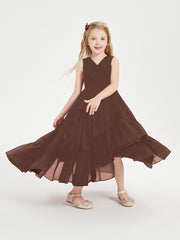 Boho Robes de Demoiselles d'Honneur Junior à Jupe en Cascade Chocolat