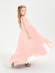 Boho Robes de Demoiselles d'Honneur Junior à Jupe en Cascade Corail