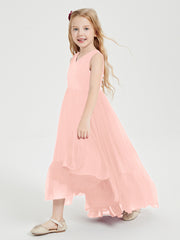 Boho Robes de Demoiselles d'Honneur Junior à Jupe en Cascade Corail