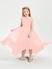 Boho Robes de Demoiselles d'Honneur Junior à Jupe en Cascade Corail