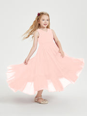 Boho Robes de Demoiselles d'Honneur Junior à Jupe en Cascade Corail