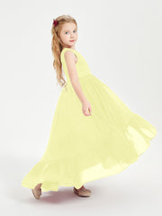 Boho Robes de Demoiselles d'Honneur Junior à Jupe en Cascade Jonquille