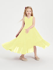 Boho Robes de Demoiselles d'Honneur Junior à Jupe en Cascade Jonquille