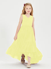 Boho Robes de Demoiselles d'Honneur Junior à Jupe en Cascade Jonquille