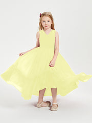 Boho Robes de Demoiselles d'Honneur Junior à Jupe en Cascade Jonquille