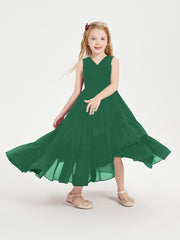 Boho Robes de Demoiselles d'Honneur Junior à Jupe en Cascade Vert Foncé