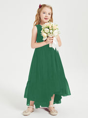 Boho Robes de Demoiselles d'Honneur Junior à Jupe en Cascade Vert Foncé