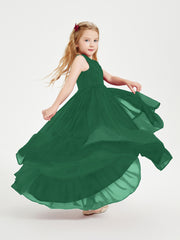 Boho Robes de Demoiselles d'Honneur Junior à Jupe en Cascade Vert Foncé