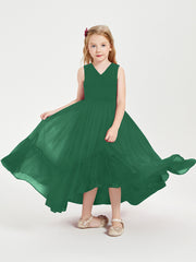 Boho Robes de Demoiselles d'Honneur Junior à Jupe en Cascade Vert Foncé