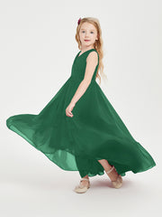 Boho Robes de Demoiselles d'Honneur Junior à Jupe en Cascade Vert Foncé