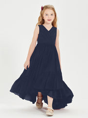Boho Robes de Demoiselles d'Honneur Junior à Jupe en Cascade Bleu Marine