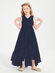 Boho Robes de Demoiselles d'Honneur Junior à Jupe en Cascade Bleu Marine
