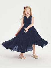 Boho Robes de Demoiselles d'Honneur Junior à Jupe en Cascade Bleu Marine
