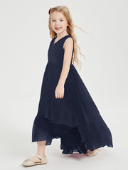 Boho Robes de Demoiselles d'Honneur Junior à Jupe en Cascade Bleu Marine