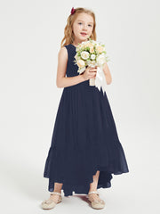 Boho Robes de Demoiselles d'Honneur Junior à Jupe en Cascade Bleu Marine