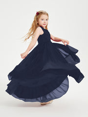 Boho Robes de Demoiselles d'Honneur Junior à Jupe en Cascade Bleu Marine