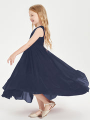 Boho Robes de Demoiselles d'Honneur Junior à Jupe en Cascade Bleu Marine