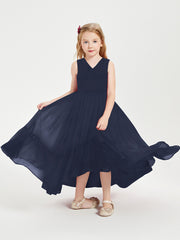 Boho Robes de Demoiselles d'Honneur Junior à Jupe en Cascade Bleu Marine